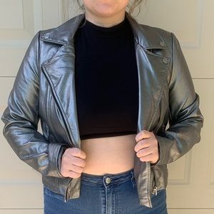 Metallic Leather Jacket